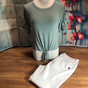 Tovia Eyelet sleeve T shirt